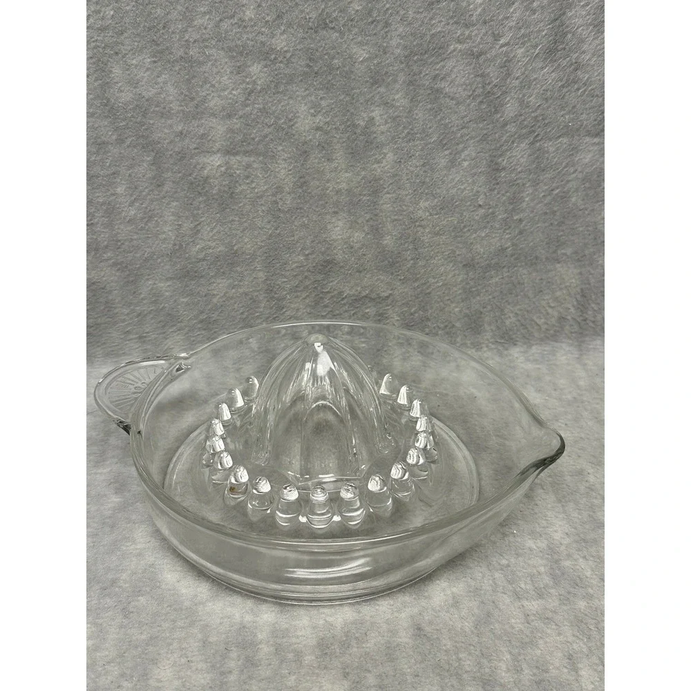 Italy VTG Glass Citrus Juicer Lemon Reamer Clear Pressed Glass Handle Spout